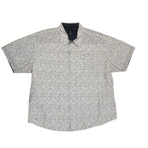 Rugby Men's 2X Blue Pinstripe Flower Pattern Cotton Career Casual Button Down